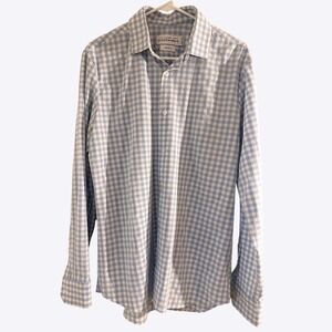 Mizzen and Main Leeward Dress Shirt Large Trim Fit Blue Gingham Performance Men